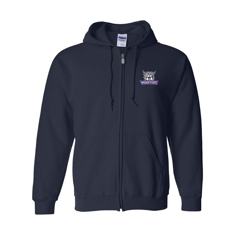 Men's Weber State Wildcats Gildan  Heavy Blend Full Zip Hooded Sweatshirt